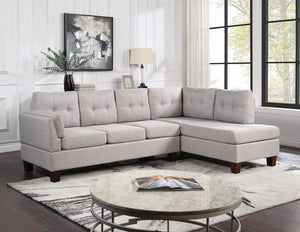 Dalia Light Gray Linen Modern Sectional Sofa with Right Facing Chaise