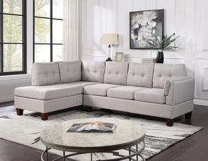 Dalia Light Gray Linen Modern Sectional Sofa with Left Facing Chaise