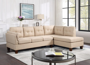 Dalia Khaki Linen Modern Sectional Sofa with Right Facing Chaise