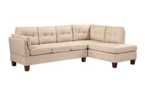 Dalia Khaki Linen Modern Sectional Sofa with Right Facing Chaise