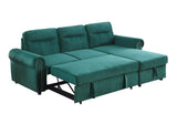 Ashton Green Velvet Fabric Reversible Sleeper Sectional Sofa Chaise