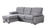 Kipling Gray Velvet Fabric Reversible Sleeper Sectional Sofa Chaise