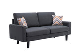 Bahamas Dark Gray Linen Sofa and Chair Set with 2 Throw Pillows