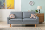 Bahamas Gray Linen Sofa and Chair Set with 2 Throw Pillows