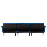 Piper Navy Blue Velvet Sofa Bed with Ottoman and 2 Accent Pillows