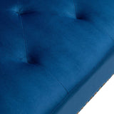 Piper Navy Blue Velvet Sofa Bed with Ottoman and 2 Accent Pillows