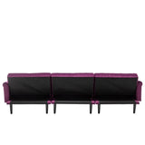 Piper Purple Velvet Sofa Bed with Ottoman and 2 Accent Pillows