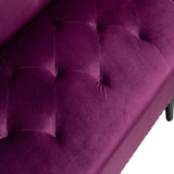 Piper Purple Velvet Sofa Bed with Ottoman and 2 Accent Pillows