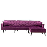 Piper Purple Velvet Sofa Bed with Ottoman and 2 Accent Pillows