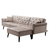 Piper Silver Gray Velvet Sofa Bed with Ottoman and 2 Accent Pillows