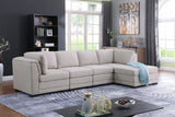 Kristin Light Gray Linen Fabric Reversible Sectional Sofa with Ottoman