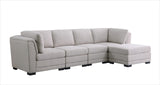 Kristin Light Gray Linen Fabric Reversible Sectional Sofa with Ottoman