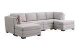 Kristin Light Gray Linen Fabric Reversible Sectional Sofa with 2 Ottomans