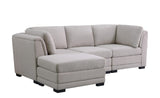 Kristin Light Gray Linen Fabric Reversible Sectional Sofa with Ottoman