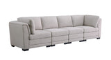 Kristin Light Gray Linen Fabric 4-Seater Modular Sofa