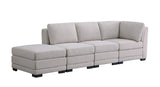 Kristin Light Gray Linen Fabric Reversible Sofa with Ottoman