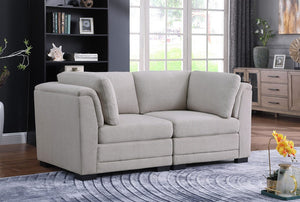 Kristin Light Gray Linen Fabric Loveseat