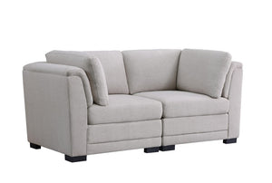 Kristin Light Gray Linen Fabric Loveseat