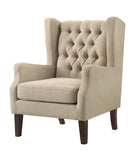 Irwin Beige Linen Button Tufted Wingback Chair