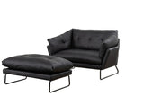 Karla Black PU Leather Contemporary Loveseat and Ottoman