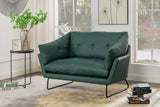 Karla Green PU Leather Contemporary Loveseat and Ottoman