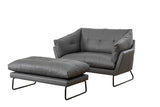 Karla Gray PU Leather Contemporary Loveseat and Ottoman