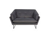 Karla Dark Gray Velvet Contemporary Loveseat and Ottoman