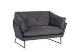 Karla Dark Gray Velvet Contemporary Loveseat and Ottoman