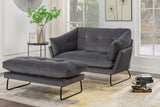 Karla Dark Gray Velvet Contemporary Loveseat and Ottoman