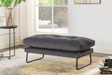 Karla Dark Gray Velvet Contemporary Loveseat and Ottoman