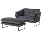 Karla Dark Gray Velvet Contemporary Loveseat and Ottoman