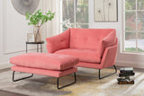 Karla Pink Velvet Contemporary Loveseat and Ottoman