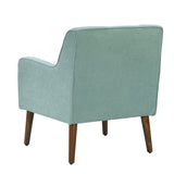 Ryder Mid Century Modern Aquamarine Teal Woven Fabric Tufted Armchair