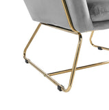 Keira Gray Velvet Accent Chair with Metal Base