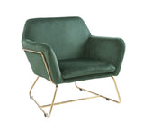 Keira Green Velvet Accent Chair with Metal Base