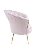 Angelina Pink Velvet Scalloped Back Barrel Accent Chair with Metal Legs