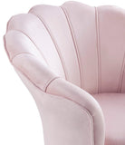 Angelina Pink Velvet Scalloped Back Barrel Accent Chair with Metal Legs