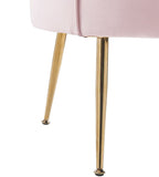 Angelina Pink Velvet Scalloped Back Barrel Accent Chair with Metal Legs