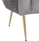 Natalie Gray Velvet Barrel Accent Chair with Metal Legs