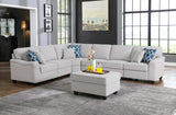 Leo Light Gray Linen 7Pc Modular L-Shape Sectional Sofa and Ottoman