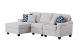 Leo Light Gray Linen 3Pc Sectional Sofa Chaise