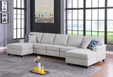 Leo Light Gray Linen Double Chaise 5Pc Modular Sectional Sofa