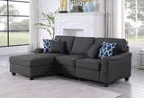 Leo Dark Gray Linen 3Pc Sectional Sofa Chaise