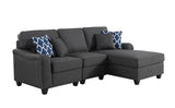 Leo Dark Gray Linen 3Pc Sectional Sofa Chaise