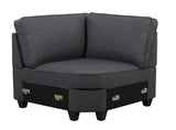 Leo Dark Gray Linen 7Pc Modular L-Shape Sectional Sofa Chaise and Ottoman