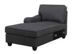 Leo Dark Gray Linen Double Chaise 4Pc Modular Sectional Sofa