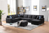 Jocelyn Dark Gray Woven 8Pc Modular L-Shape Sectional Sofa Chaise and Ottoman