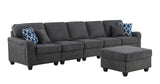 Leo Dark Gray Woven 6 Seater Sofa and Ottoman