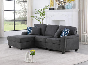 Leo Dark Gray Woven 3Pc Sectional Sofa Chaise