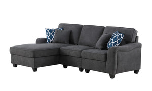 Leo Dark Gray Woven 3Pc Sectional Sofa Chaise